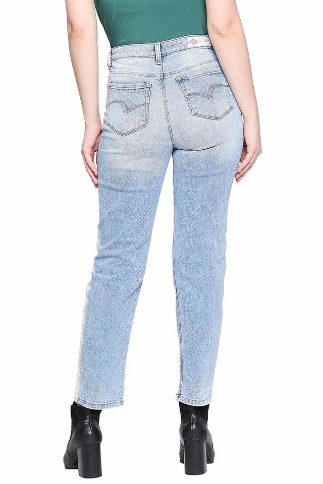 Womens Straight Fit Solid Jeans