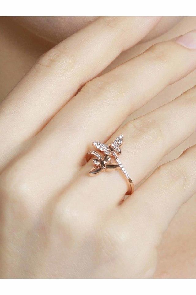 Buy PRAAVY The Joyous Rose Gold Butterfly Ring Shoppers Stop