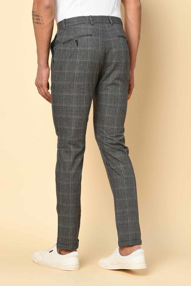 Limehaus | Grey Tonal Checked Skinny Fit Trousers | Suit Direct