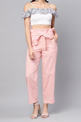 baby pink trousers
