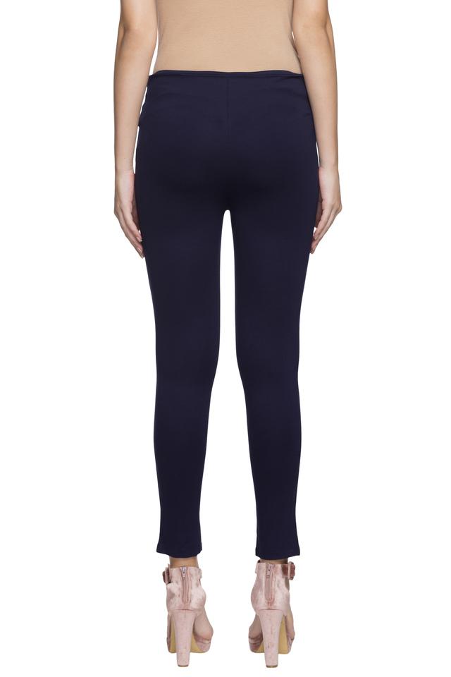 Souchii Women Navy Blue Solid Slim-Fit Ankle-Length Leggings