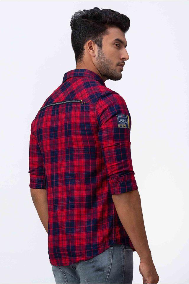 Buy Spykar Men Dark Blue Cotton Slim Fit Denim Shirt Online