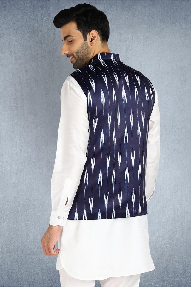 White cotton blend 2025 nehru jacket