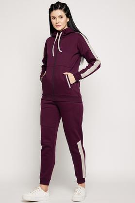 Solid Fleece Regular Fit Women's Tracksuit