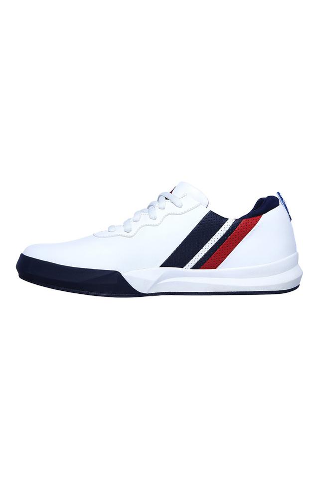 Mens white hot sale leather skechers