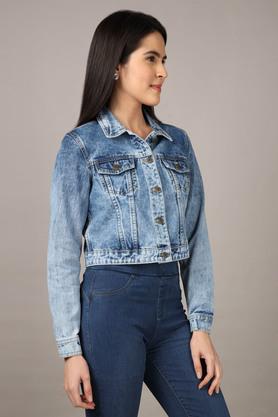 Denim jacket without collar womens sale