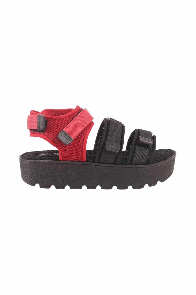 Buy CATWALK Red PU Buckle Womens Casual Platform Sandals