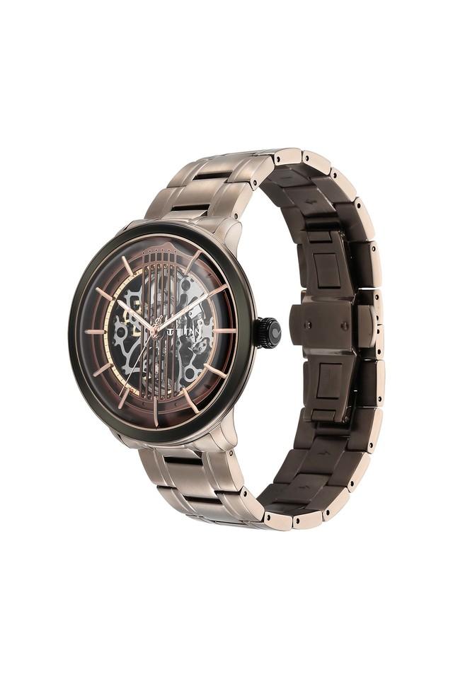 Titan Grandmaster Brown Dial Analog Stainless Steel Strap Watch for Men