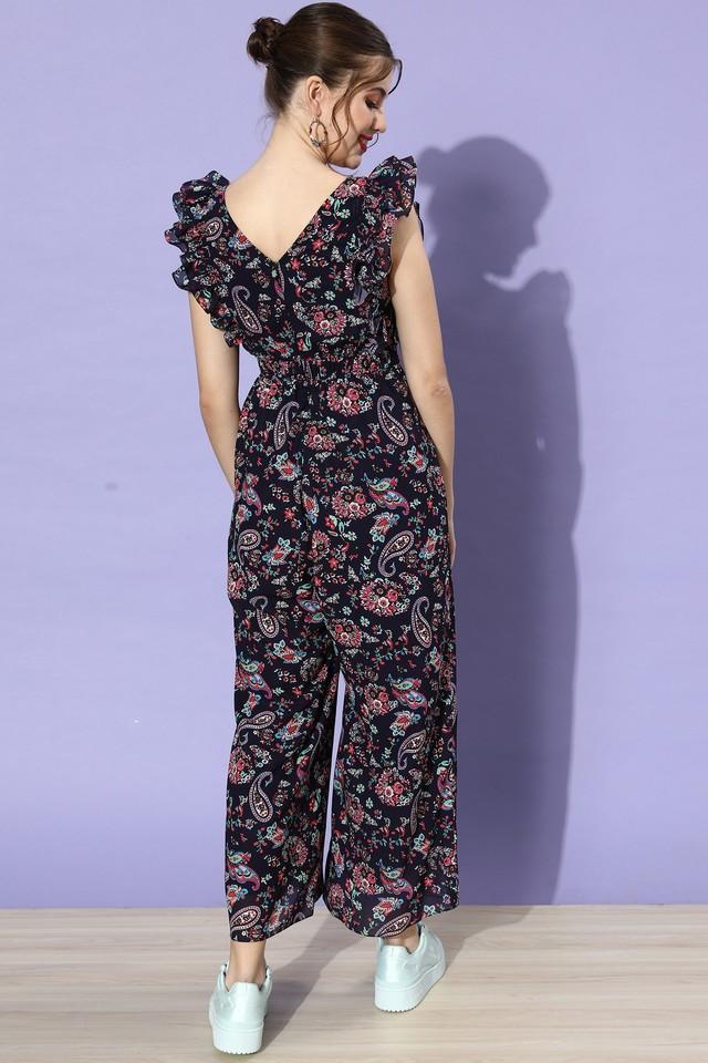 Grey Floral Culotte Jumpsuit – AX Paris