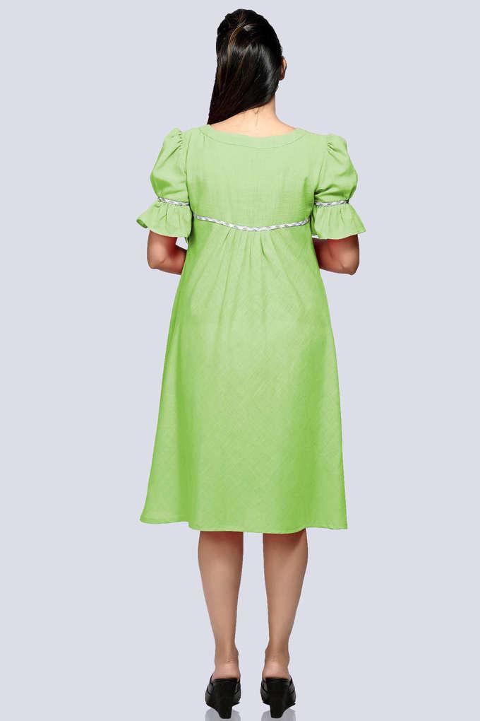 Green Modal Silk Steely Solid Sleeveless Dress