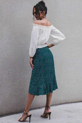 Green dot midi clearance skirt