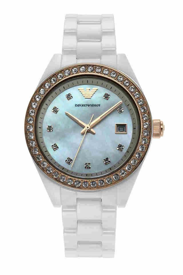 Buy EMPORIO ARMANI Womens 36 mm Leo Mother Of Pearl Dial Ceramic