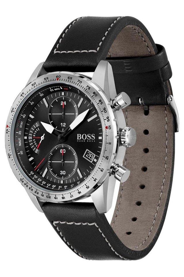 Buy 1513853 Shoppers Men | Black Pilot Chronograph - Watch Stop BOSS Leather Dial Chrono for Edition