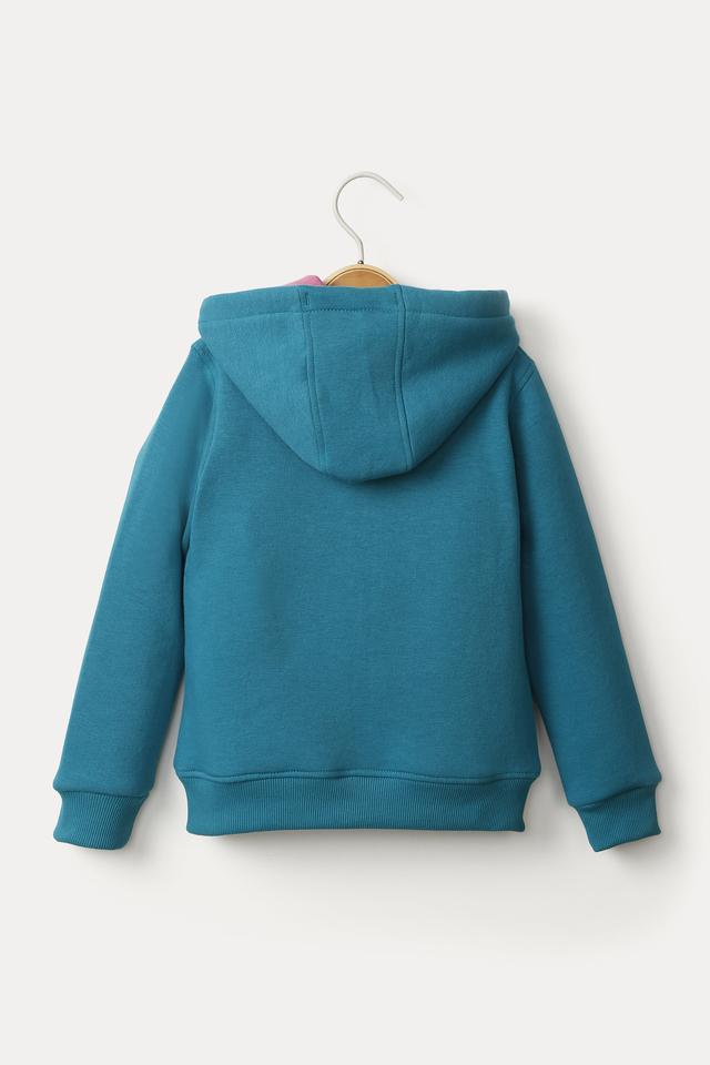 Buy STOP Green Solid Cotton Blend Hood Girls Sweatshirt