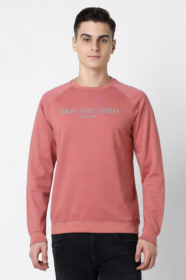 Buy VAN HEUSEN SPORT Pink Solid Polyester Round Neck Men s Sweatshirt Shoppers Stop