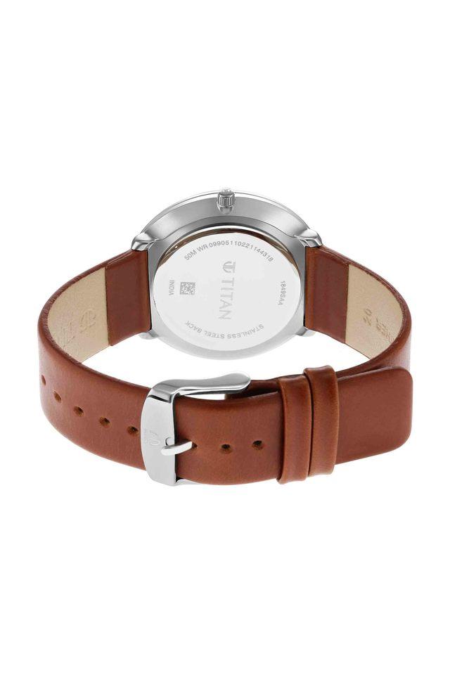 Titan Brown Plain Dial Brown Leather Strap Men's Analog Watch