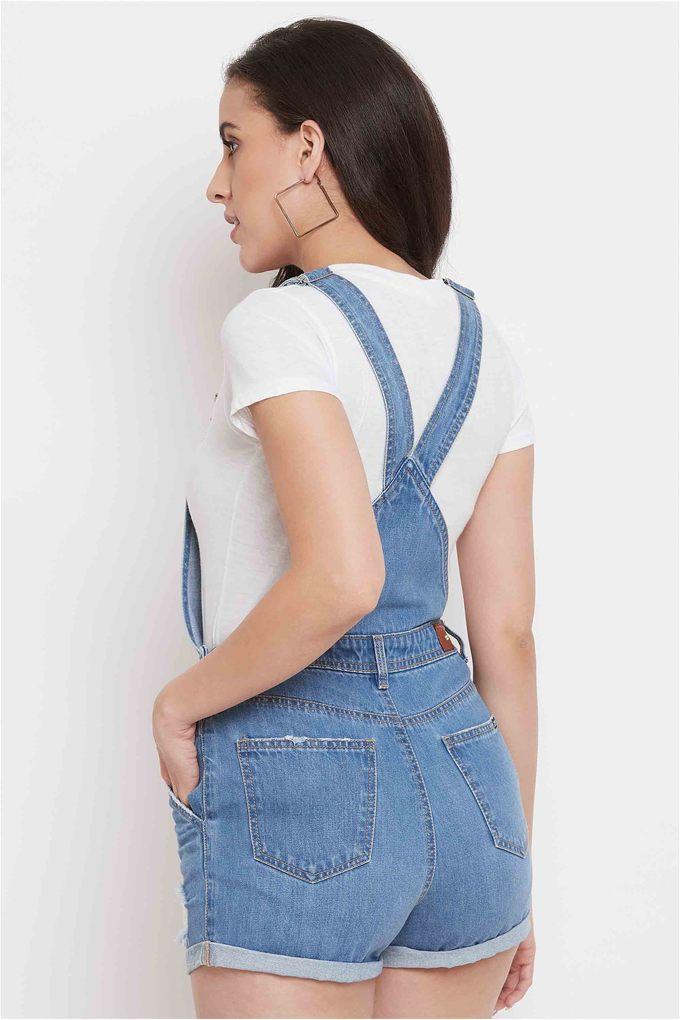 Buy DOLCE CRUDO Blue Womens Good For You Short Denim Dungaree