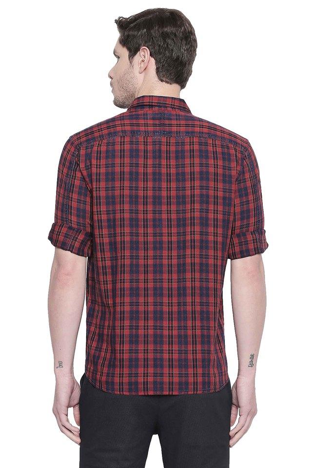 Buy BASICS Checks Cotton Slim Fit Men's Casual Shirt Shoppers Stop