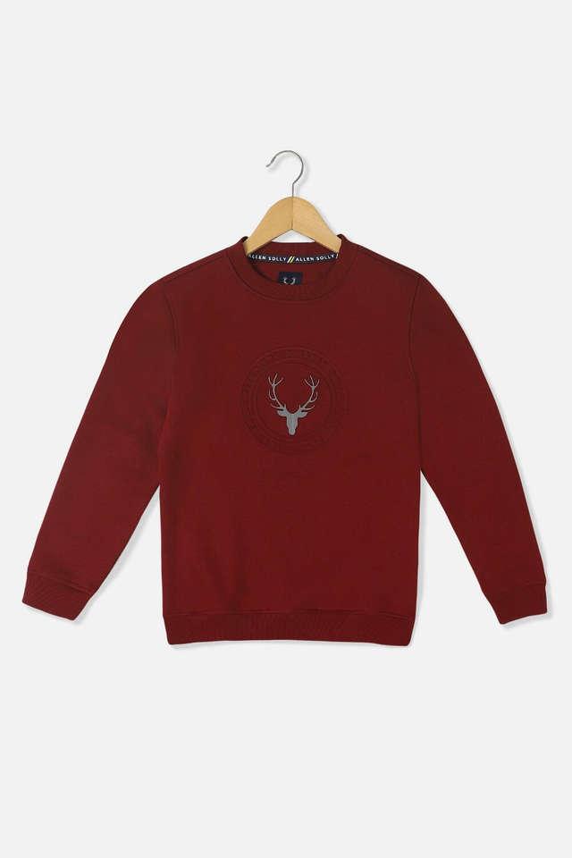 Buy ALLEN SOLLY Maroon Solid Blended Fabric Regular Fit Boys Sweatshirt Shoppers Stop