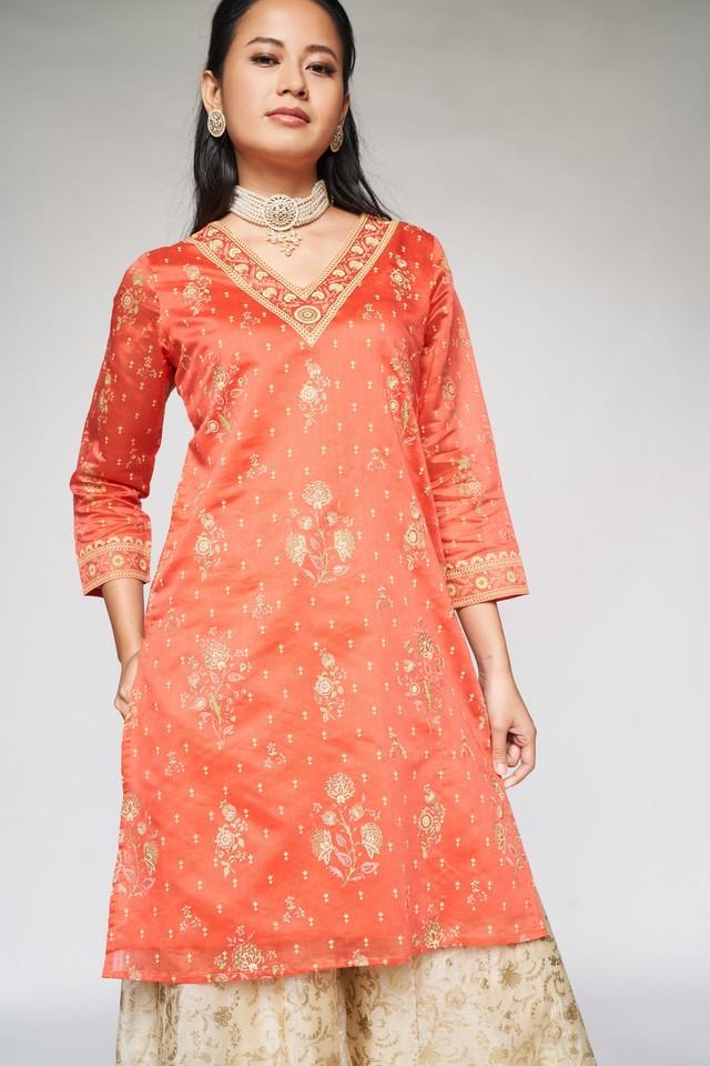 GLOBAL DESI -  Orange Kurtas - Main