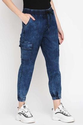 Buy RECAP Midnight Solid Denim Regular Fit Womens Joggers