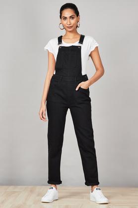 PRUE Regular Fit Denim Dungarees - Black