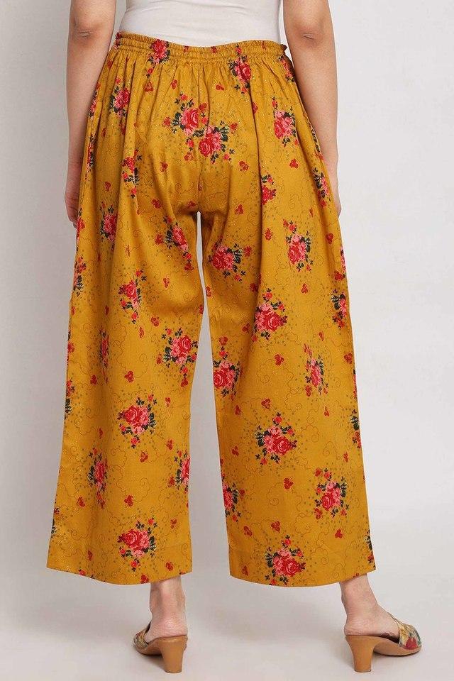 Buy BIBA Mustard Womens Mustard Cotton Palazzo Pants