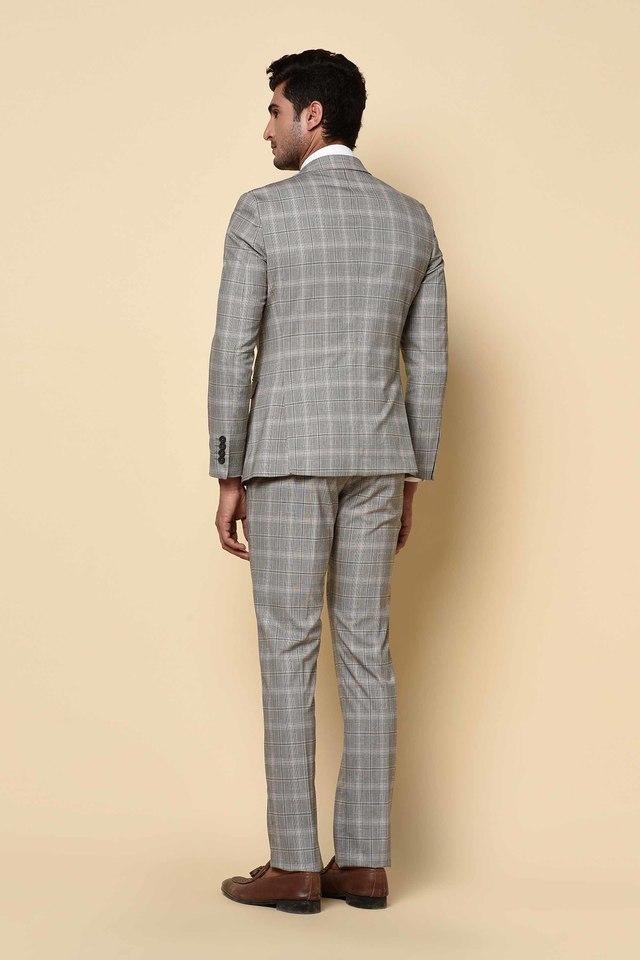 Buy BLACKBERRYS Checks Polyester Viscose Terry Slim Fit Mens Suit