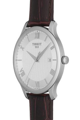 Buy TISSOT Mens Silver Dial Leather Analogue Watch