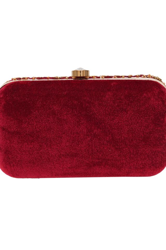 Class Roberto Cavalli Elisabeth Burgundy Velvet Clutch Bag