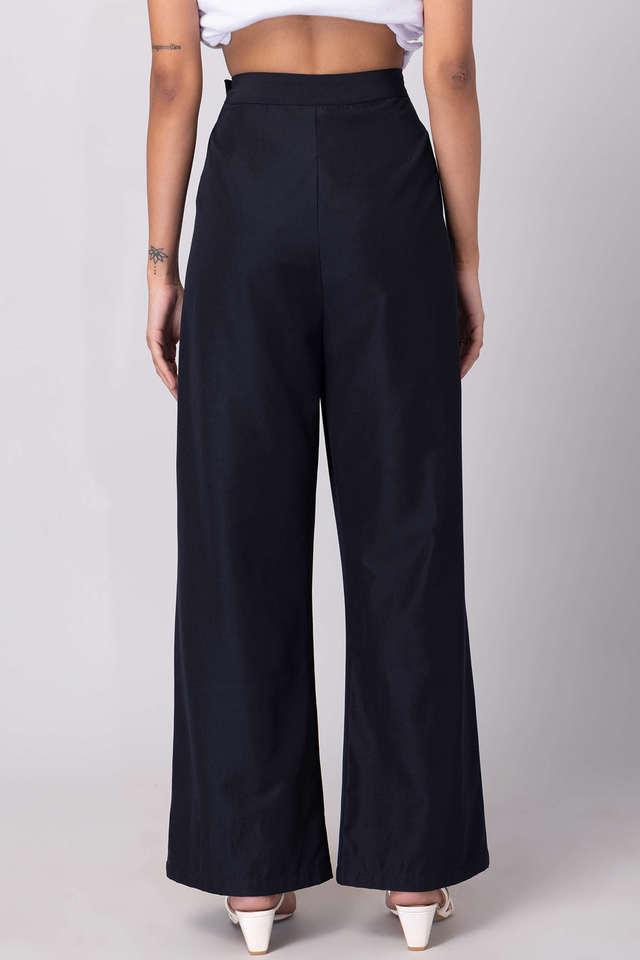 Buy FABALLEY Solid Regular Fit Crepe Women's Casual Wear Pants