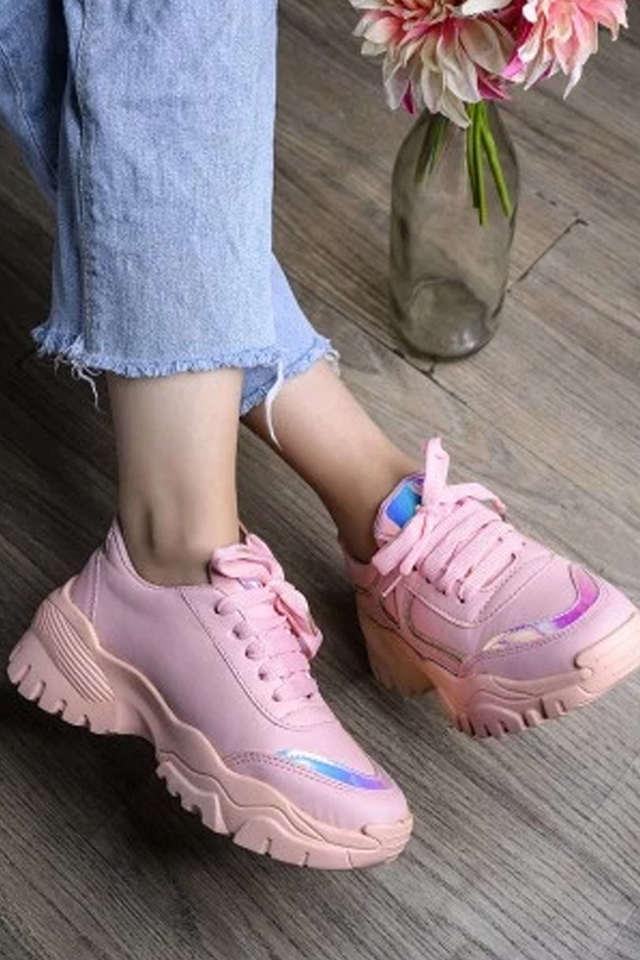 Mesh Lace Up Girls Sport Shoes