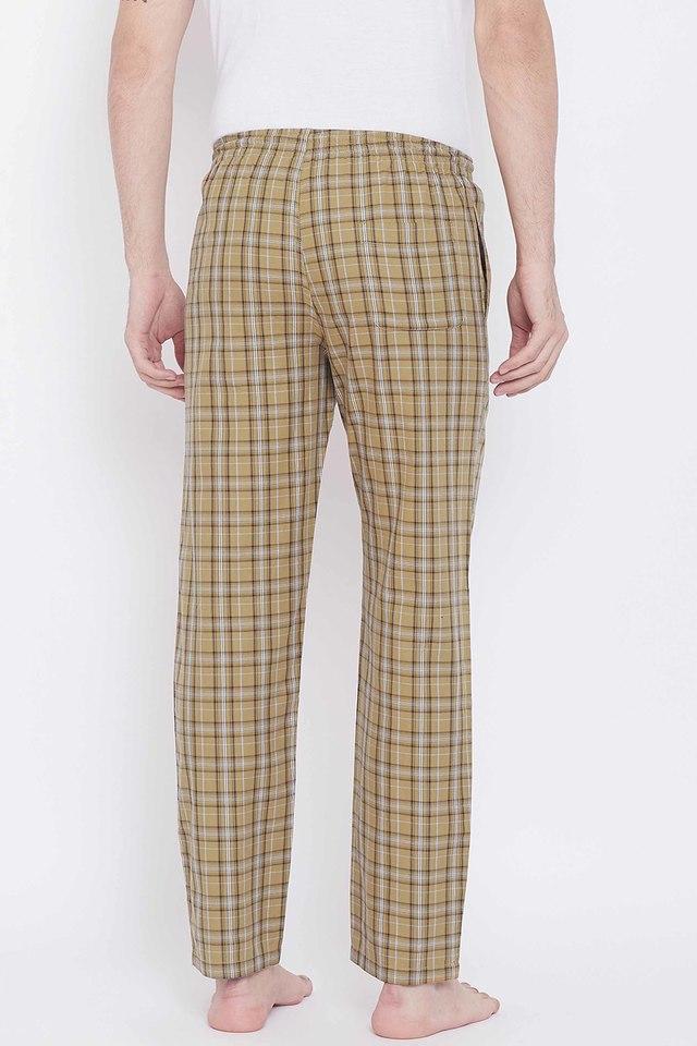 Sycamore Yellow Textured Regular Fit Cotton Pant For Men