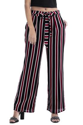 Red and black hot sale striped pants womens