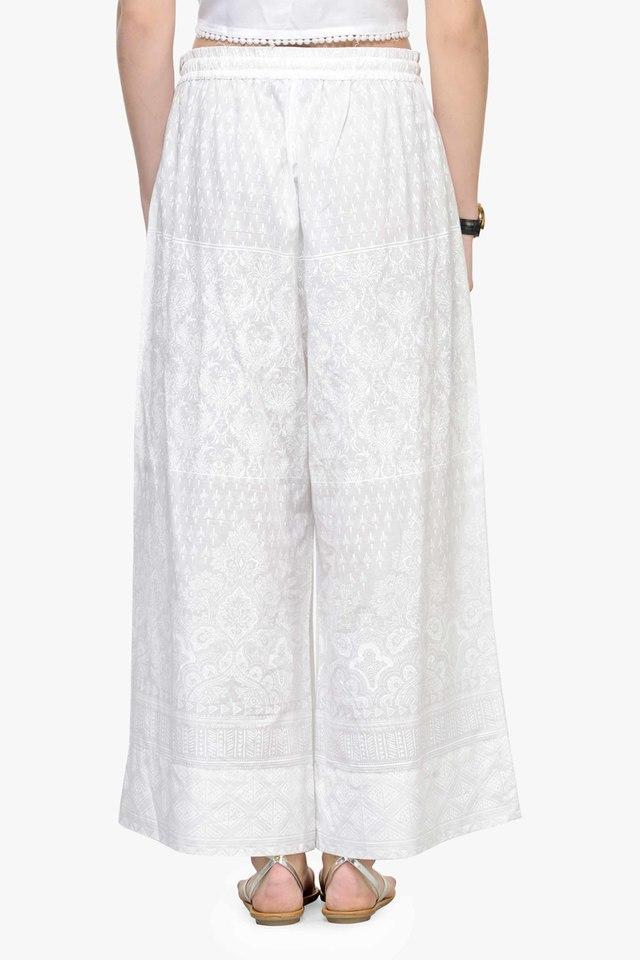 Palazzos & Salwars, White Flared Palazzo Pants