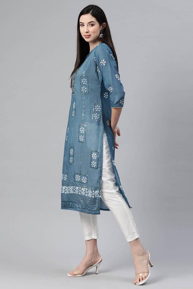 Ladies Cotton Printed Long Short Kurtis, Size: S - XXL at Rs 799