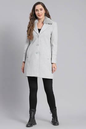 Blended Casual Winter Long Coat For Women - Grey - LC-57-A