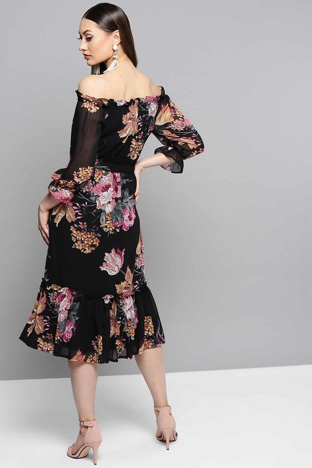 Off the cheap shoulder floral dress