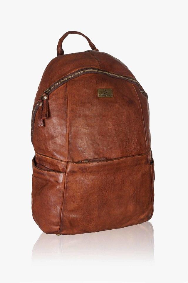 Womens Zipper Closure Cognac Color Backpack