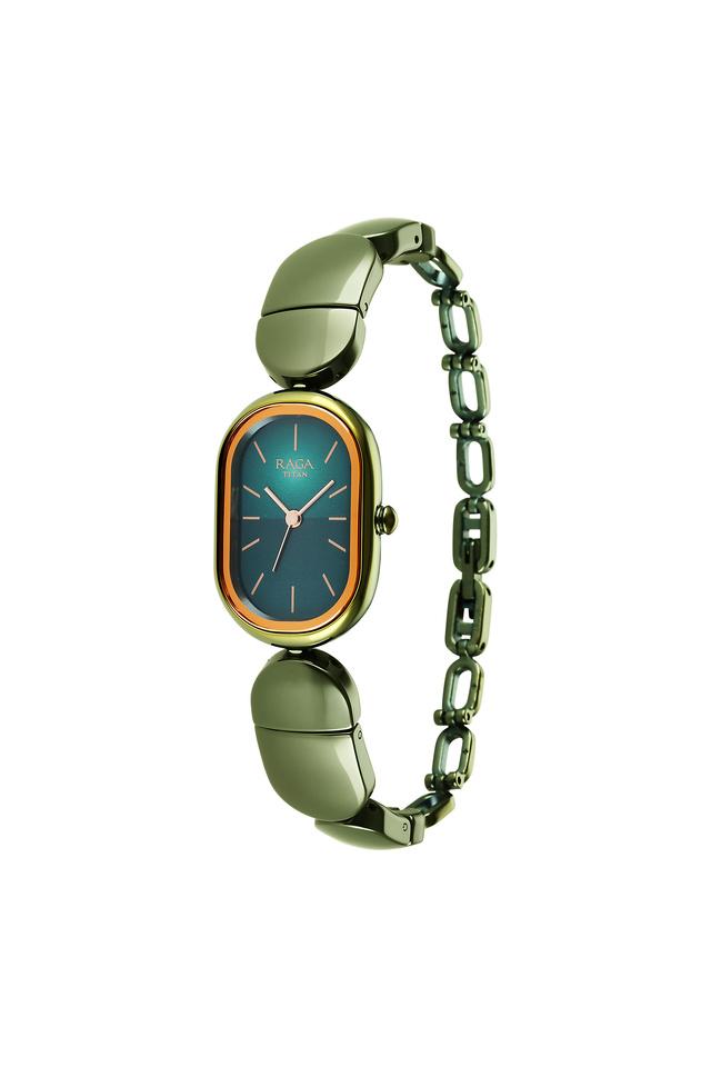 Titan raga green watch new arrivals