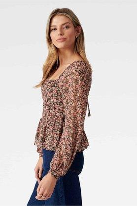 SAVE ₹944 on Tior Floral Print Square-Neck Peplum Top