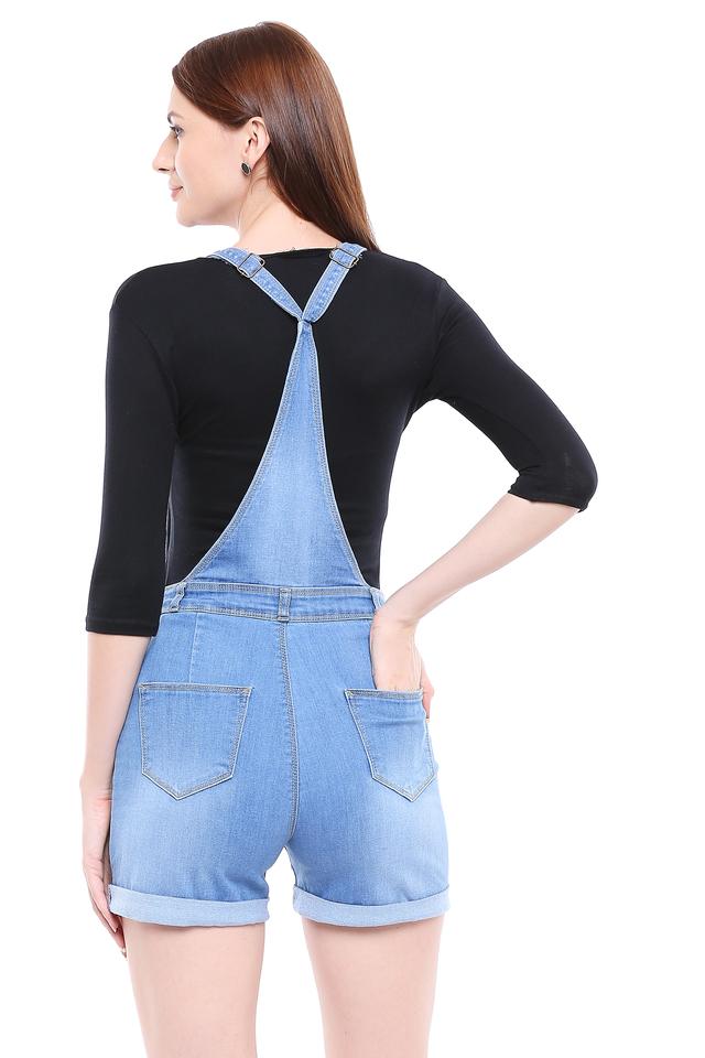 Shape Mid Blue Wash Cup Tie Back Denim Jumpsuit