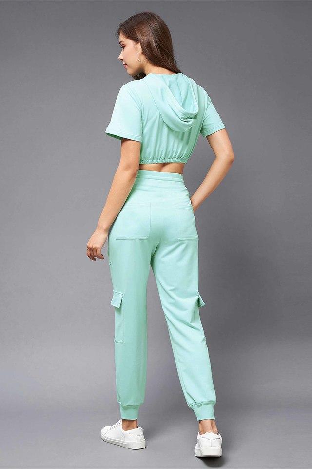 Buy MISS CHASE Green Solid Polyester Round Neck Womens Co-ord Set