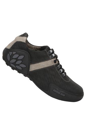 woodland black leather casual shoes