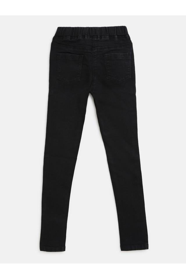 Buy TALES & STORIES Black Solid Cotton Blend Slim Fit Girls Jeans