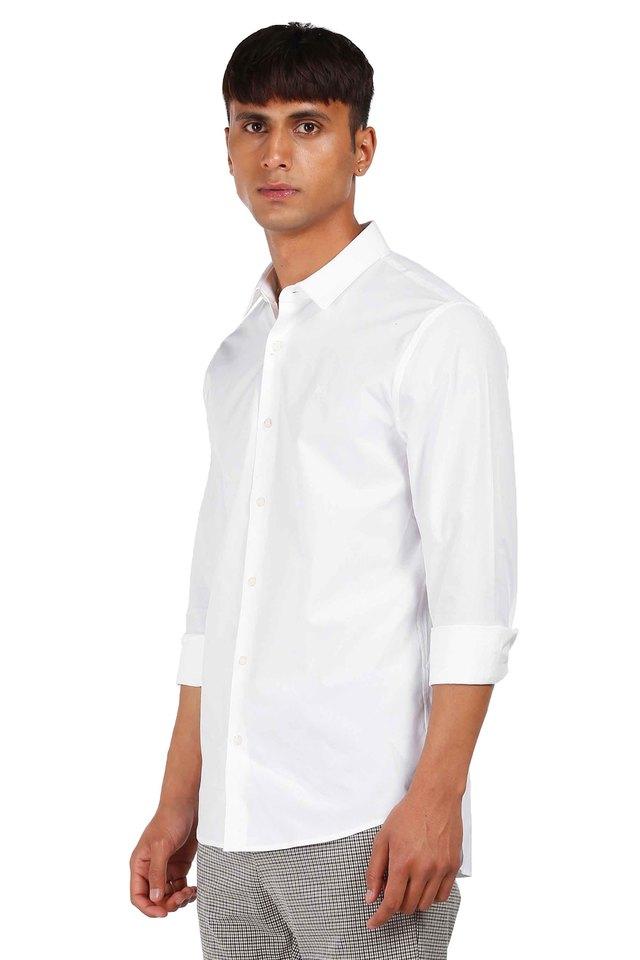 Buy CALVIN KLEIN JEANS White Solid Cotton Regular Fit Mens Casual