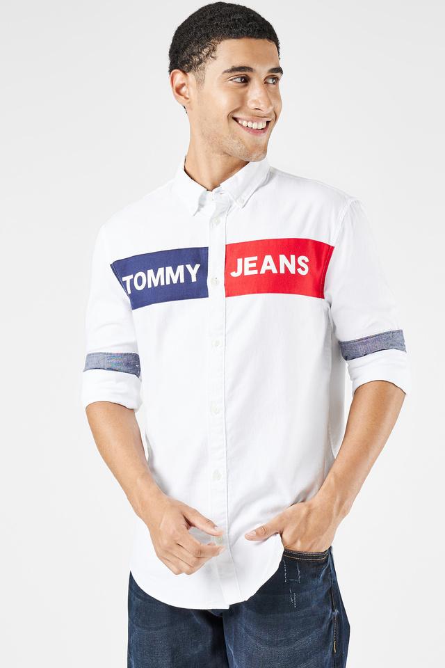 Buy TOMMY HILFIGER White Solid Organic Cotton Regular Fit Mens