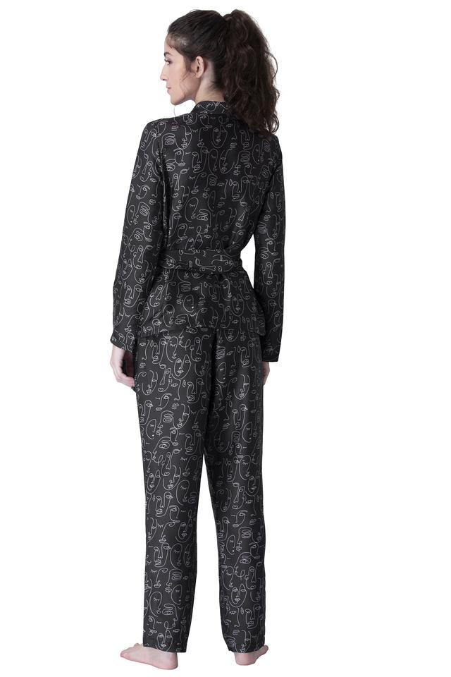 Buy FABALLEY Black Full Sleeves Casual Wear Womens Loungewear