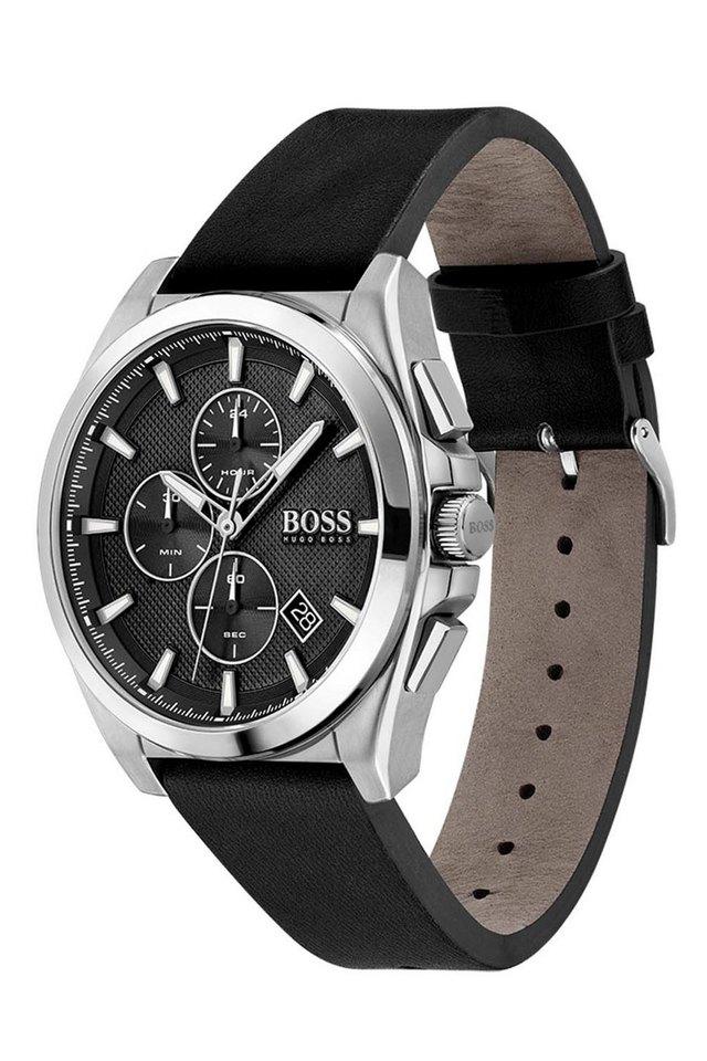 Hugo boss black discount leather chronograph watch