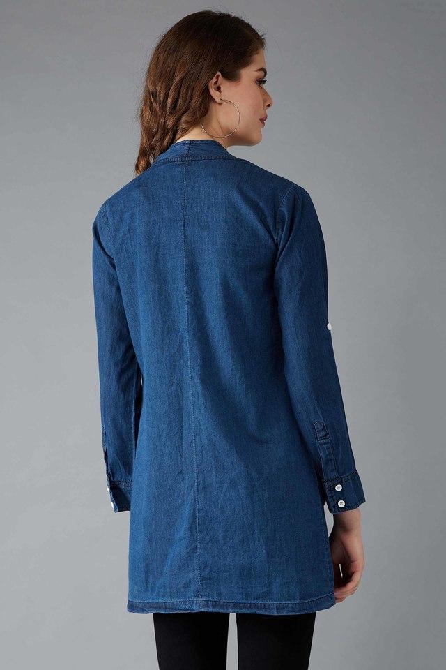 Shop Embroidered Denim Shrug with Long Sleeves and Tie Up Online | Max UAE